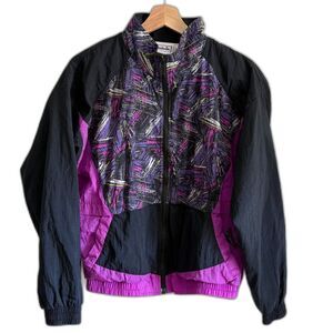 Vintage 80s/90s Reebok Women's Windbreaker Full Zip – Size Small – Purple/Black